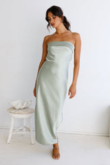 Gleam In Gold Maxi Dress Light Green