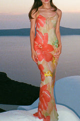 Floral Tie Back Cutout Resort Cami Maxi Dress