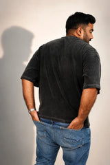 Black Acid Washed Oversized Tee - Savys Retail -