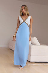 Pocket Of Sunshine Slip Maxi Dress Blue