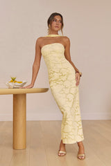 In Orbit Halter Maxi Dress Yellow