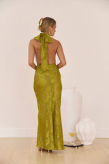 Soft Serenade Halter Maxi Dress Olive