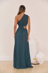 Summer Seduction One Shoulder Maxi Dress Teal