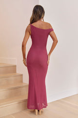 Hear The Stars Off Shoulder Maxi Dress Plum