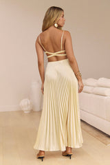Ray Of Sunlight Plisse Satin Maxi Dress Yellow