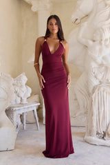 Goddess Glow Maxi Dress Burgundy