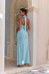 Different Paths Halter Maxi Dress Aqua