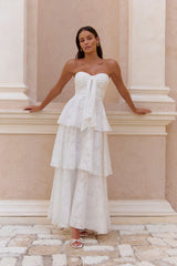 Know Your Heart Strapless Maxi Dress White