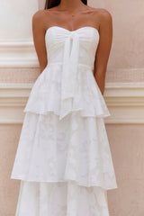 Know Your Heart Strapless Maxi Dress White
