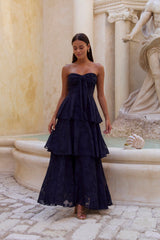 Know Your Heart Strapless Maxi Dress Navy