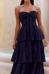 Know Your Heart Strapless Maxi Dress Navy