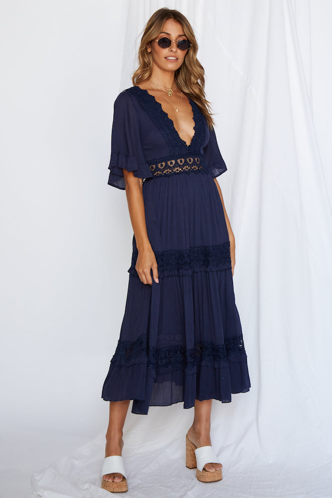 Cowboy Midi Dress Navy