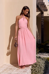 Here With You Halter Maxi Dress Pink