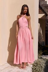 Here With You Halter Maxi Dress Pink