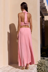 Here With You Halter Maxi Dress Pink
