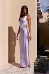 City Silhouettes Satin Maxi Dress Lilac
