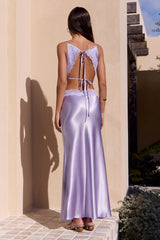 City Silhouettes Satin Maxi Dress Lilac