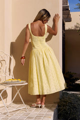 Romance Stitched Maxi Dress Lemon