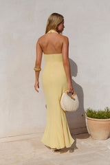 Run To You Halter Maxi Dress Yellow