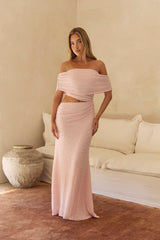 Gracious Glow Off Shoulder Maxi Dress Pink