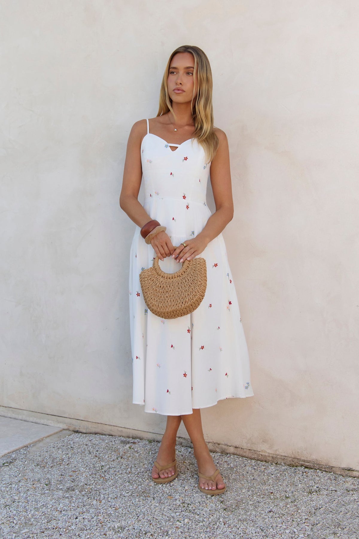 Sunny Desires Midi Dress White