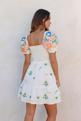 Field Of Blooms Mini Dress White